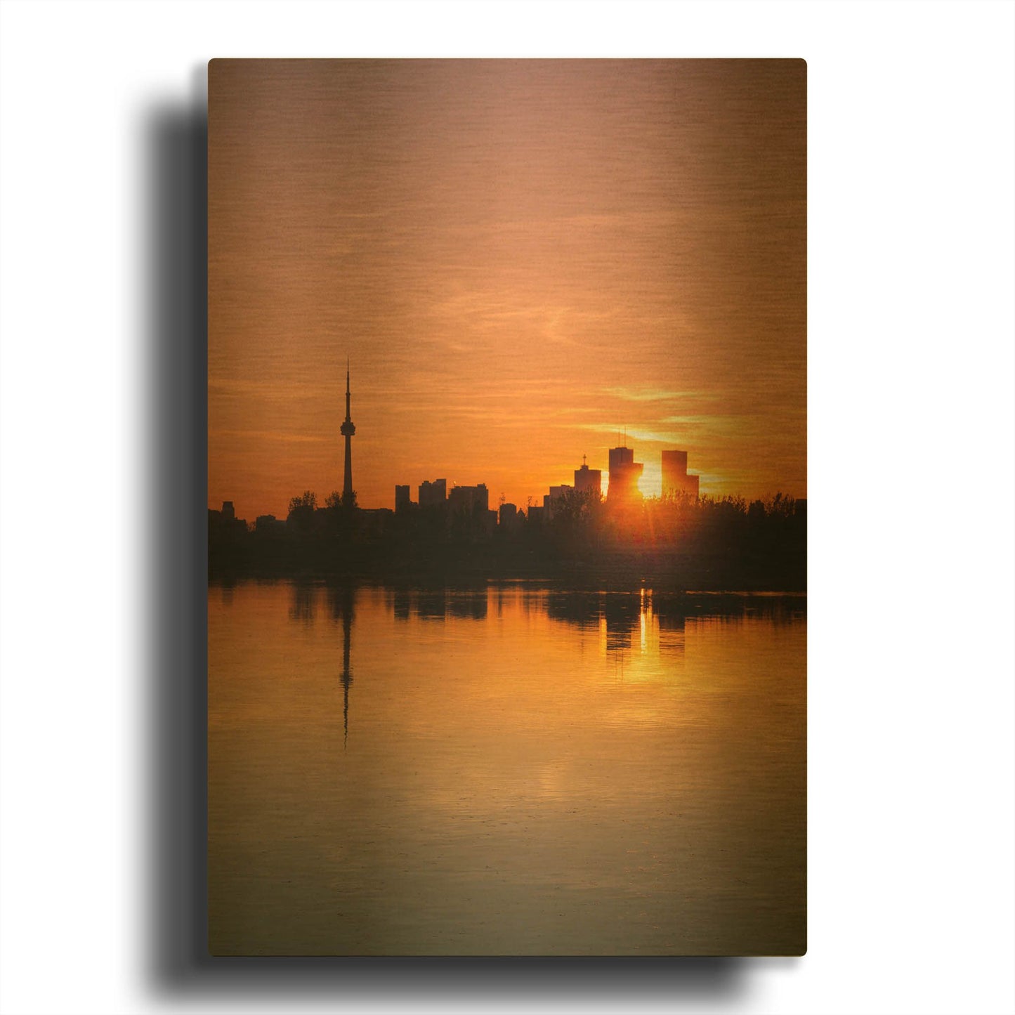 'Leslie Street Spit Toronto Canada Sunset' By Brian Carson Gold Metal Wall Art