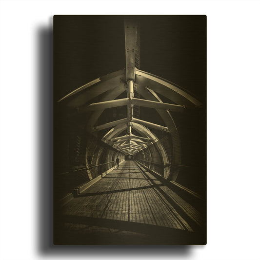 'Puente de Luz Pedestrian Bridge No 1' By Brian Carson Gold Metal Wall Art