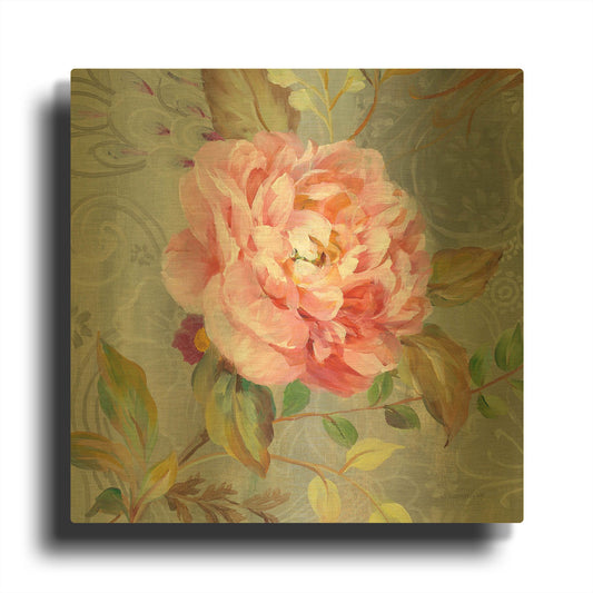 'Peonies and Paisley II' By Danhui Nai Gold Metal Wall Art