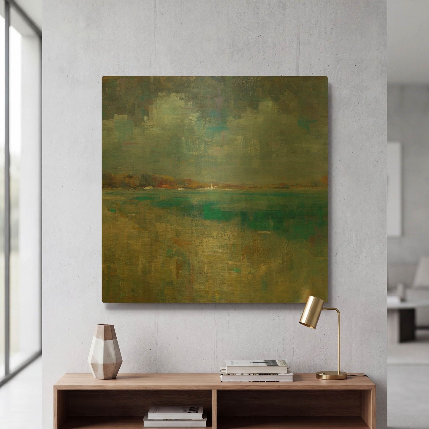 'Sky and Sea Crop' By Danhui Nai Gold Metal Wall Art