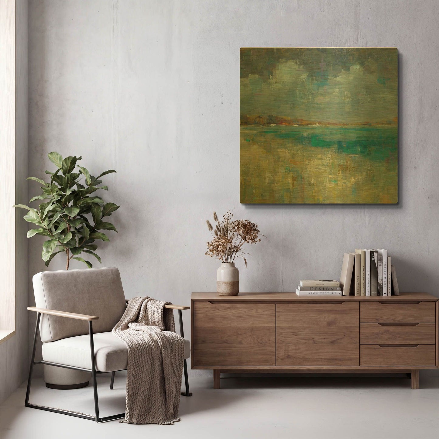 'Sky and Sea Crop' By Danhui Nai Gold Metal Wall Art