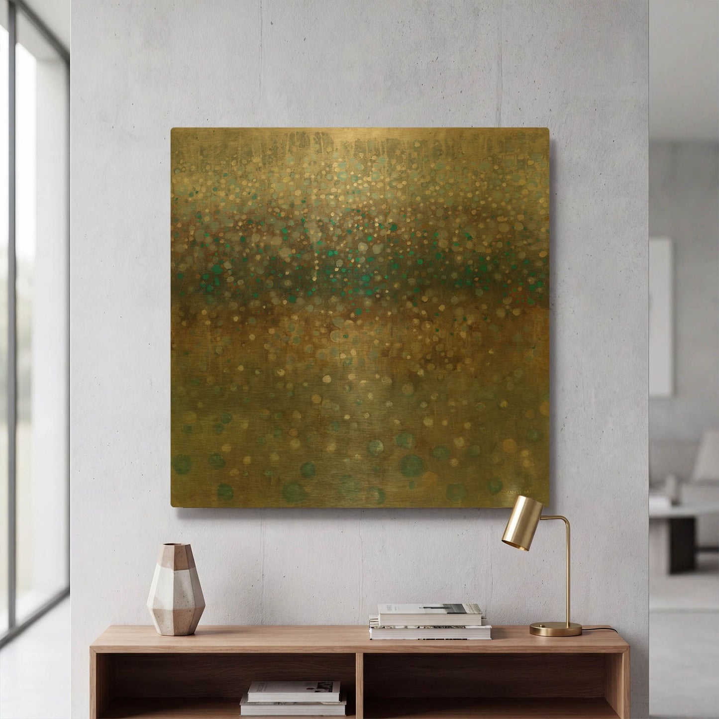 'Abstract Rain' By Danhui Nai Gold Metal Wall Art