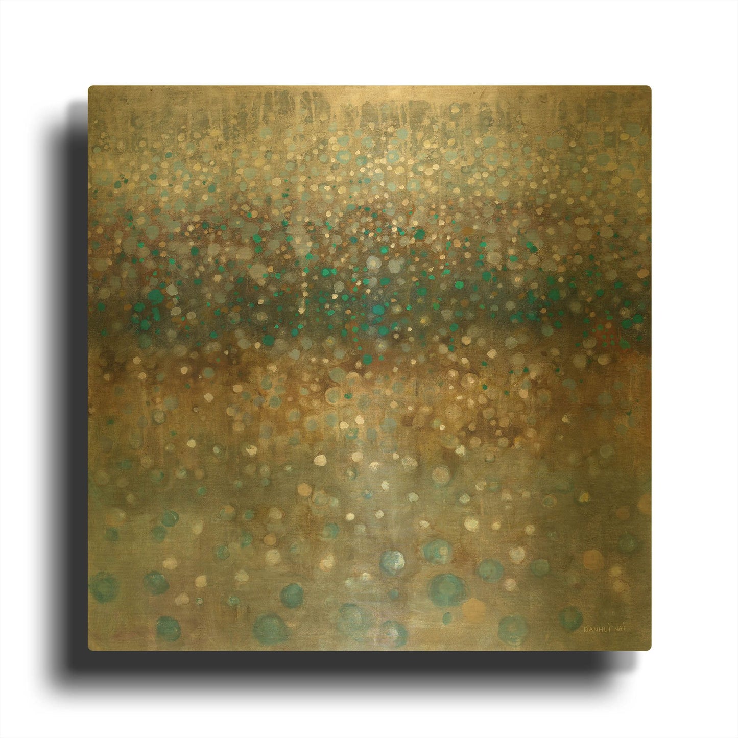 'Abstract Rain' By Danhui Nai Gold Metal Wall Art