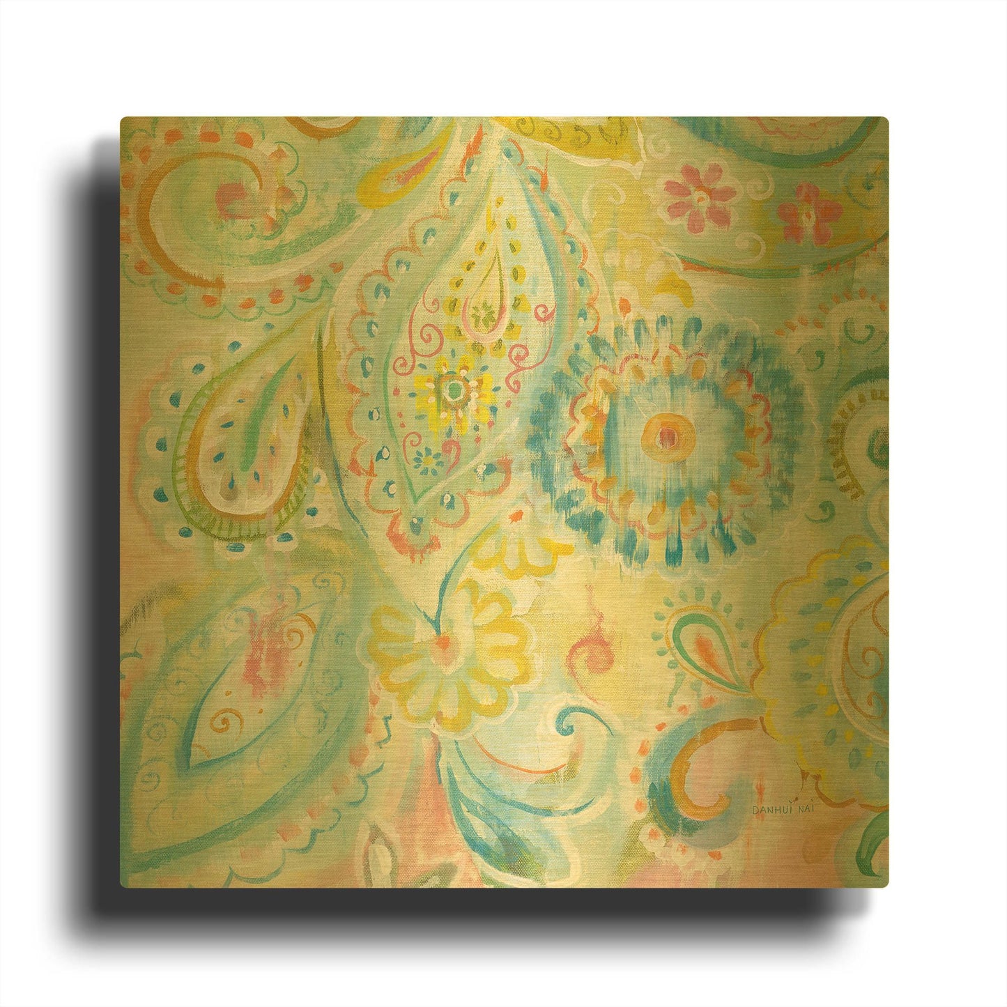 'Spring Dream Paisley XII' By Danhui Nai Gold Metal Wall Art