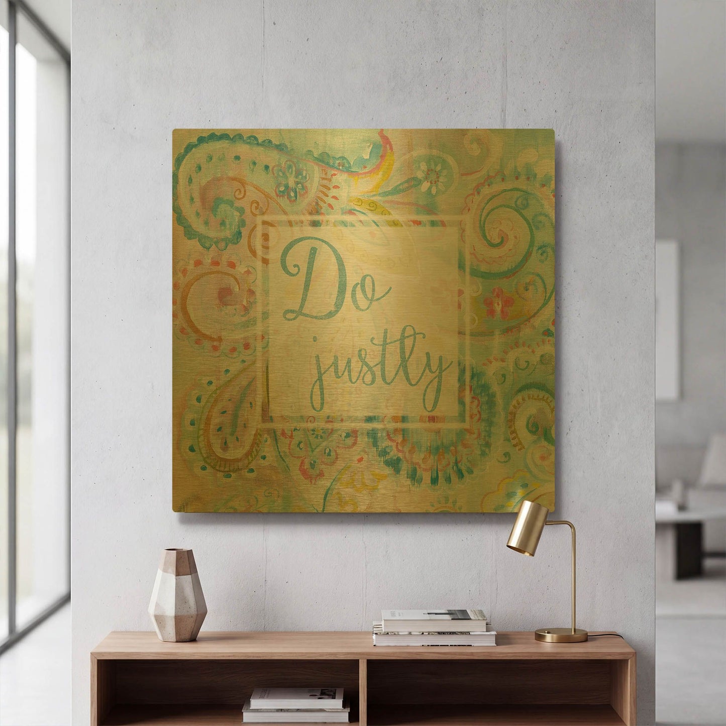 'Spring Dream Paisley II Pink Sentiment' By Danhui Nai Gold Metal Wall Art
