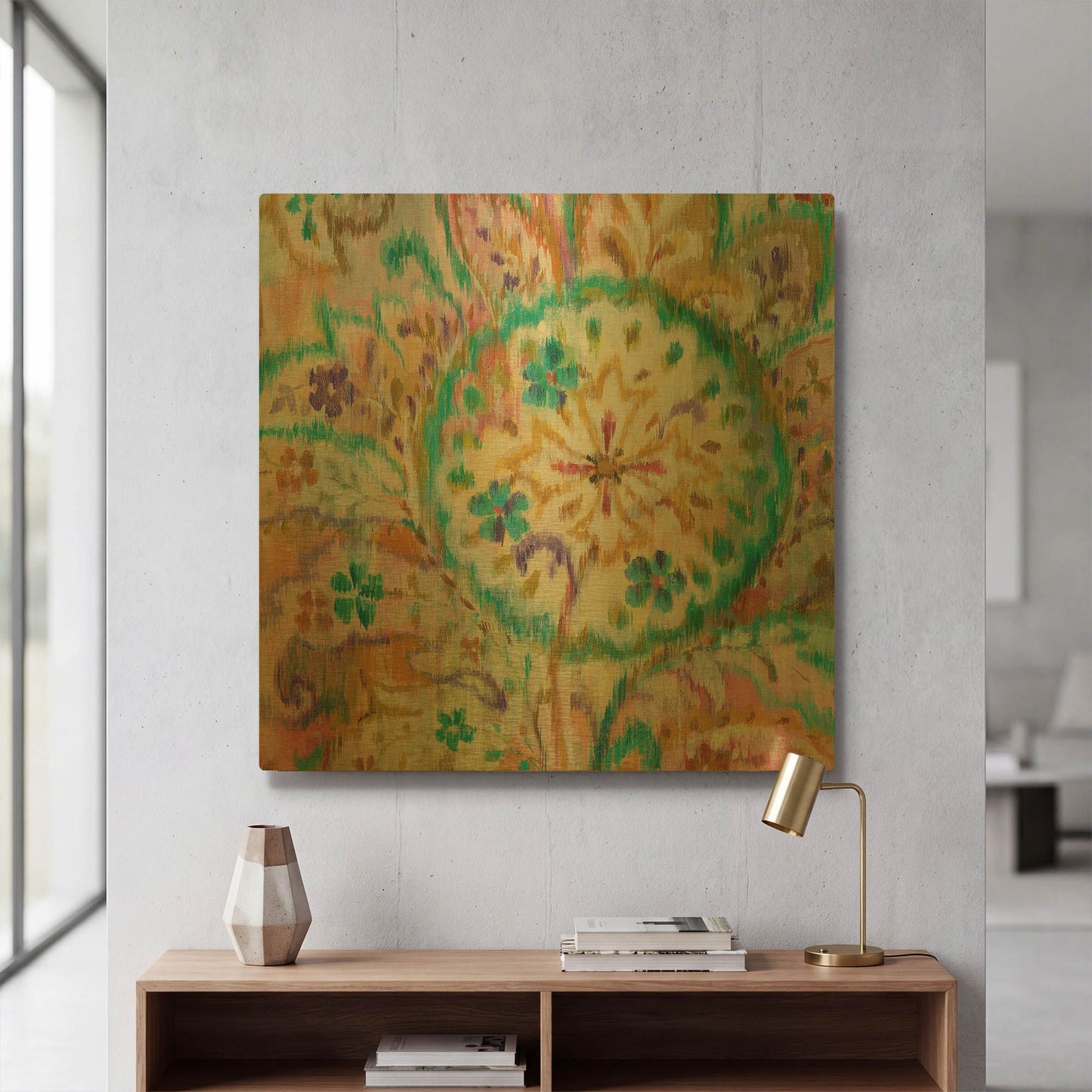 'Boho Paisley I Crop' By Danhui Nai Gold Metal Wall Art