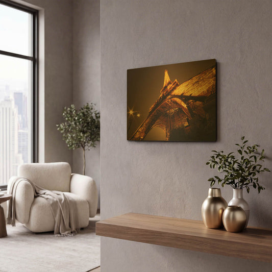 'Side Effect Eiffel' By Sebastien Lory Gold Metal Wall Art