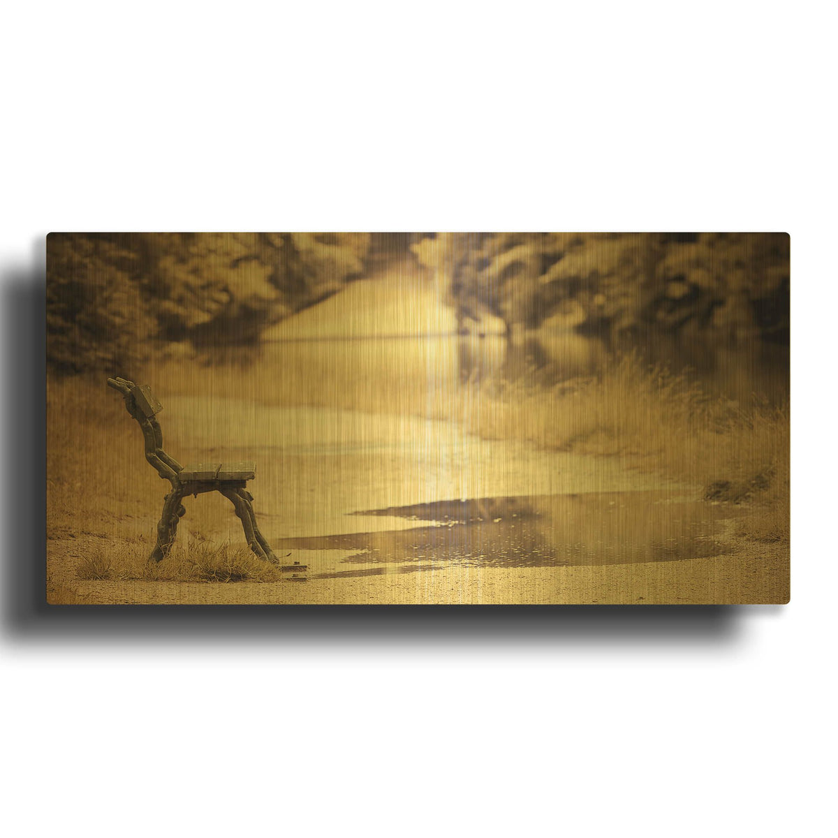 'After the Rain' By Sebastien Lory Gold Metal Wall Art
