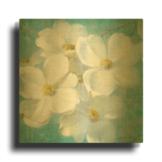'Indiness Blossom Square Vintage II' By Danhui Nai Gold Metal Wall Art