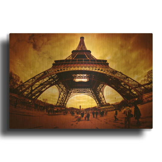 'Eiffel Apocalypse Color' By Sebastien Lory Gold Metal Wall Art