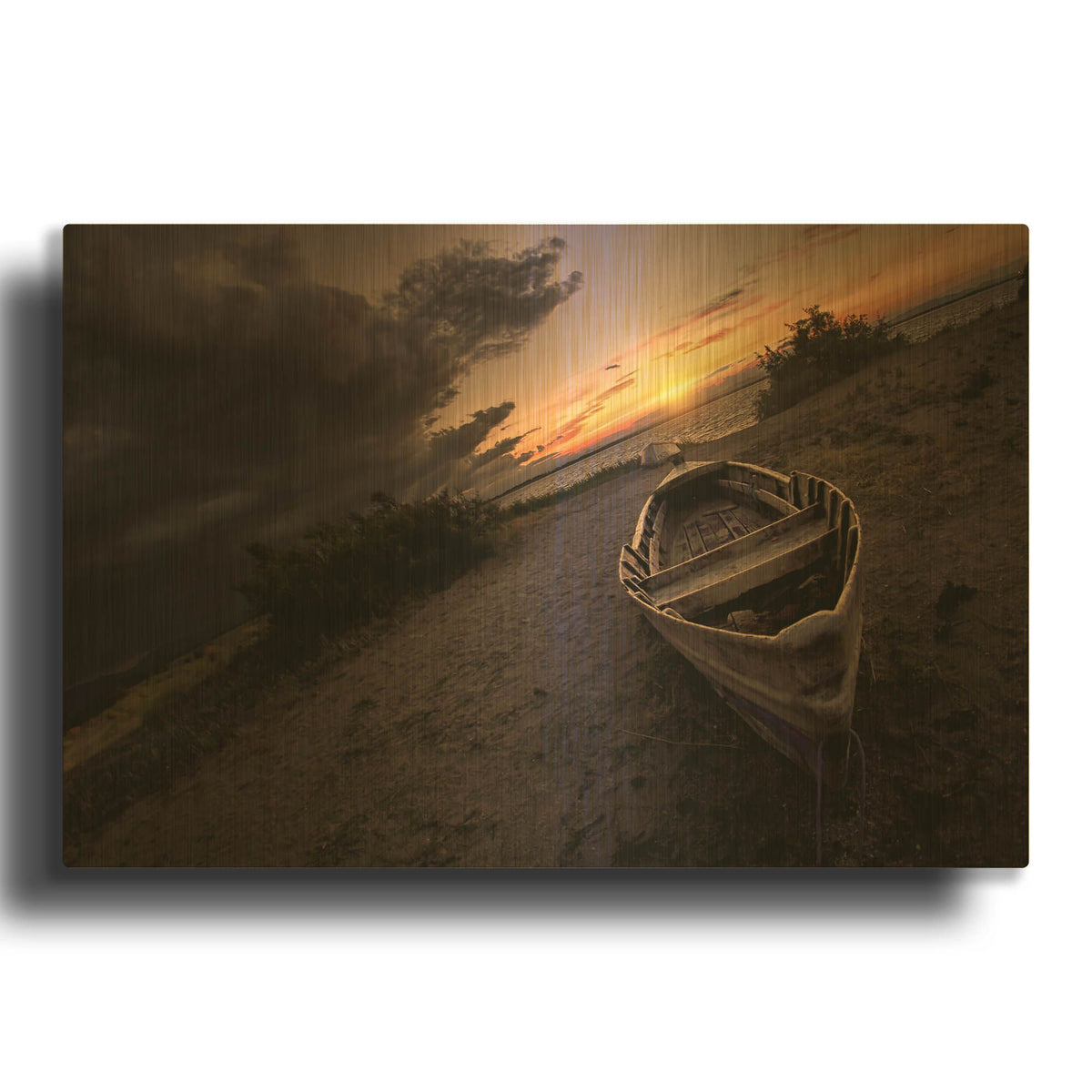 'Lonely' By Sebastien Lory Gold Metal Wall Art