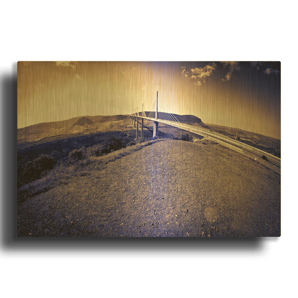 'Lunar Viaduct' By Sebastien Lory Gold Metal Wall Art
