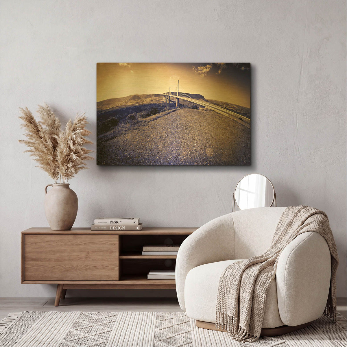 'Lunar Viaduct' By Sebastien Lory Gold Metal Wall Art