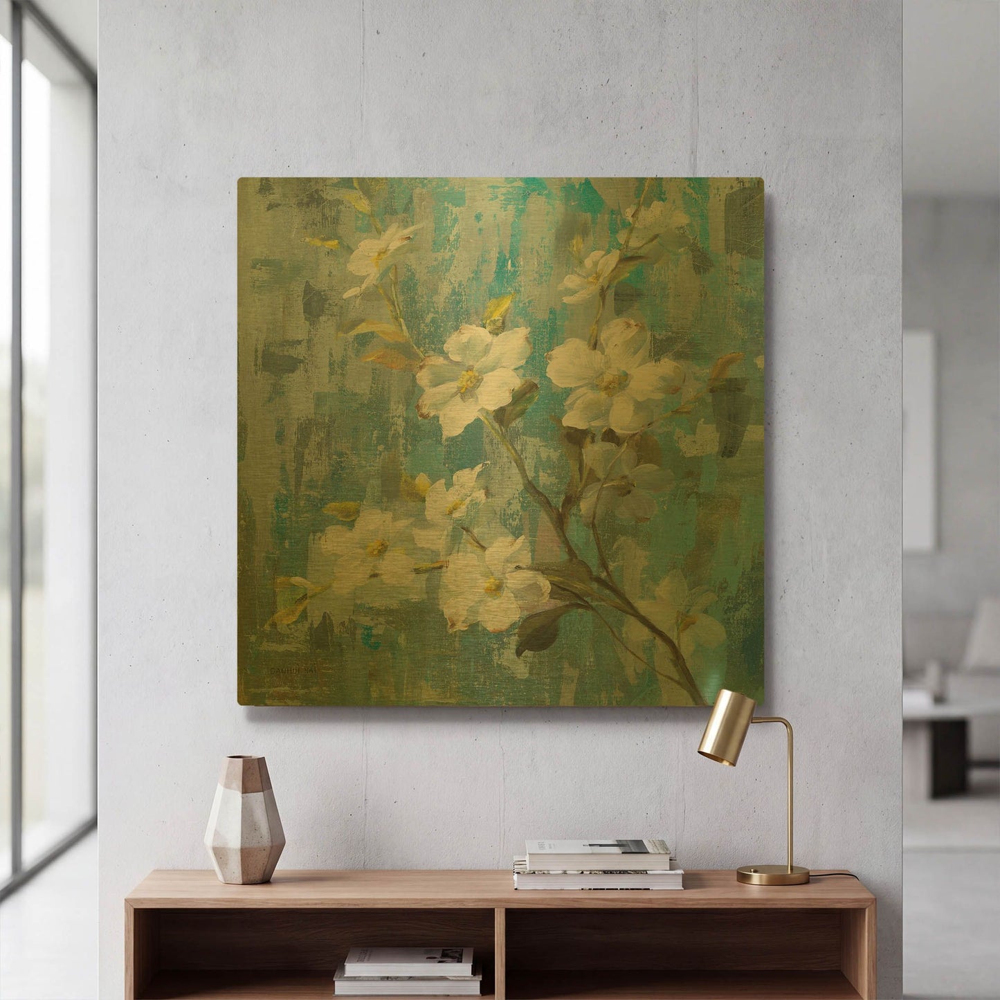 'Graceful Magnolia II' By Danhui Nai Gold Metal Wall Art