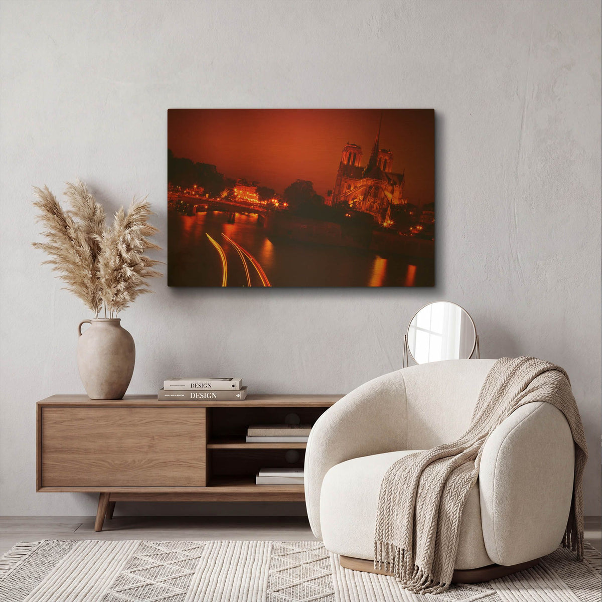 'Red Night' By Sebastien Lory Gold Metal Wall Art