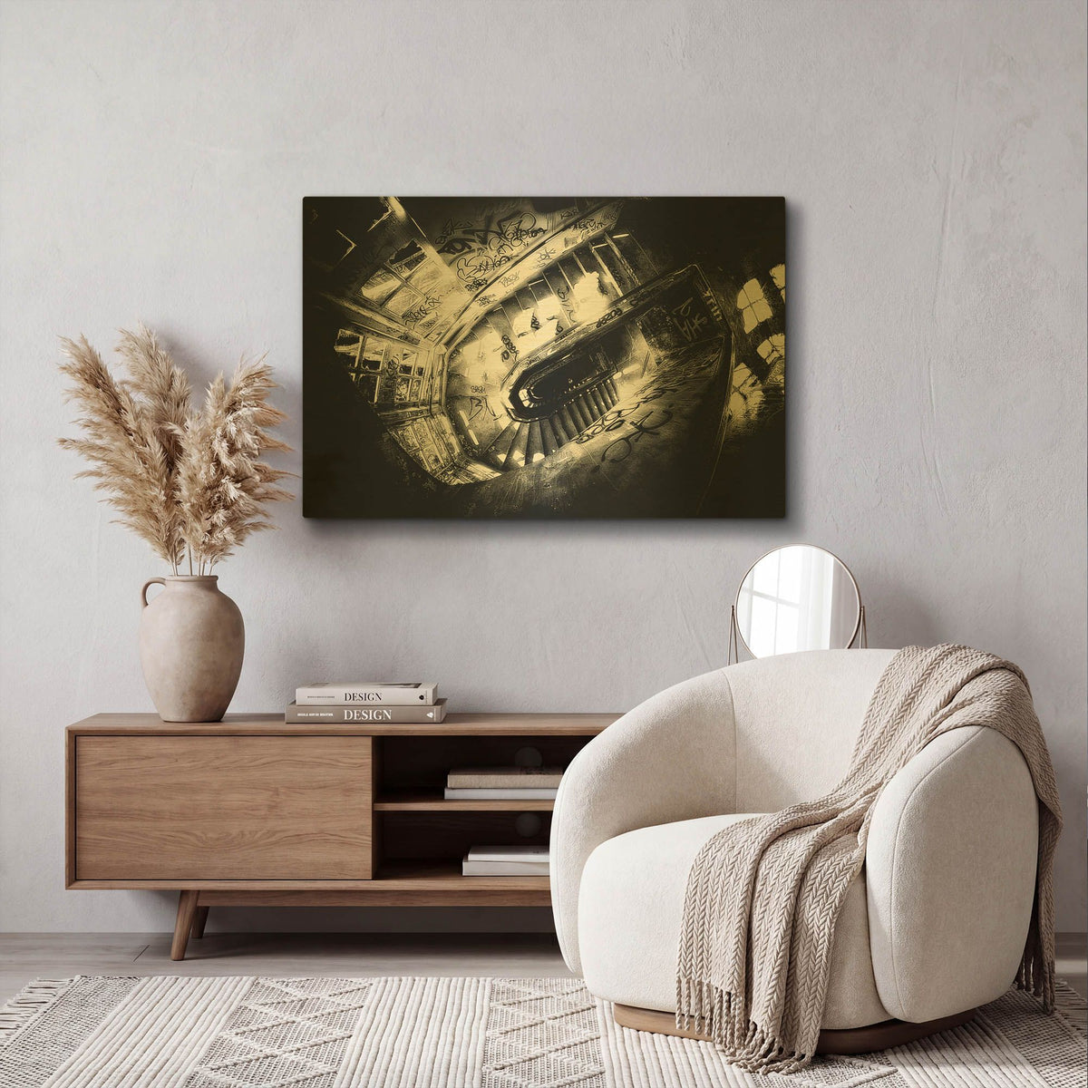 'Sanat stairs' By Sebastien Lory Gold Metal Wall Art