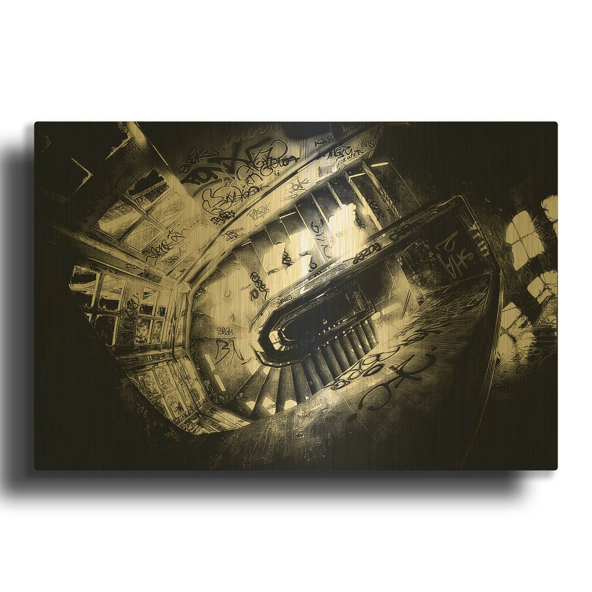 'Sanat stairs' By Sebastien Lory Gold Metal Wall Art