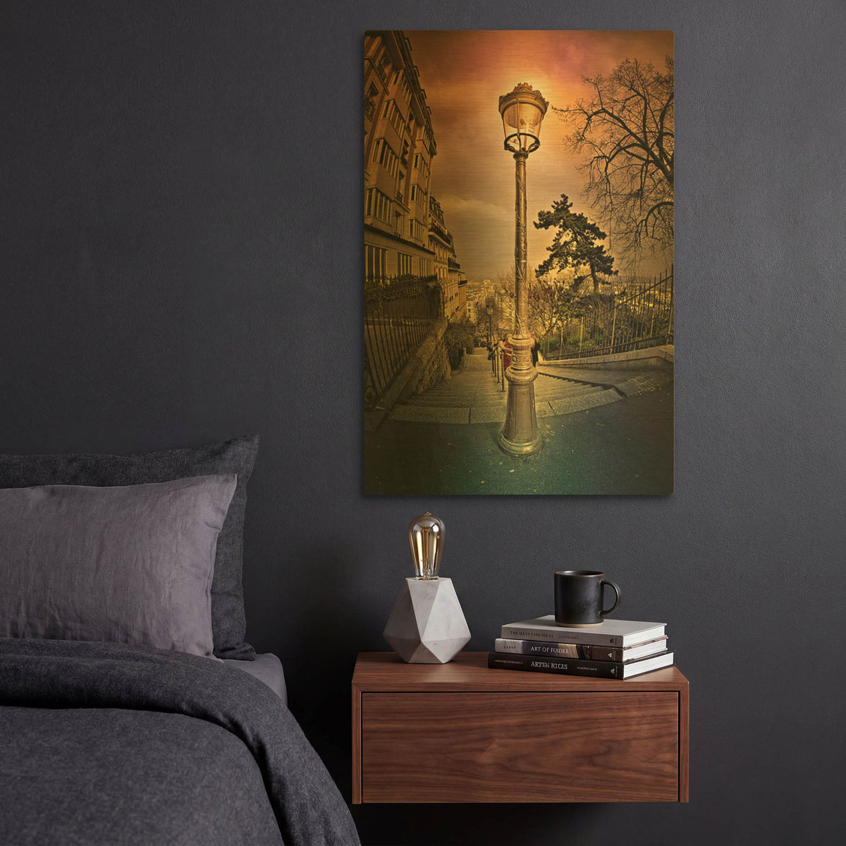 'Reverbere' By Sebastien Lory Gold Metal Wall Art