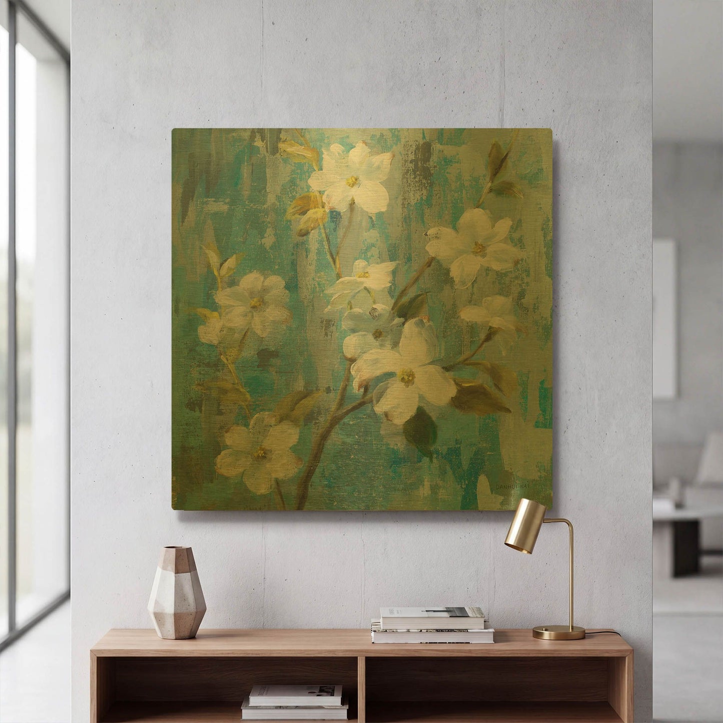 'Graceful Magnolia I' By Danhui Nai Gold Metal Wall Art