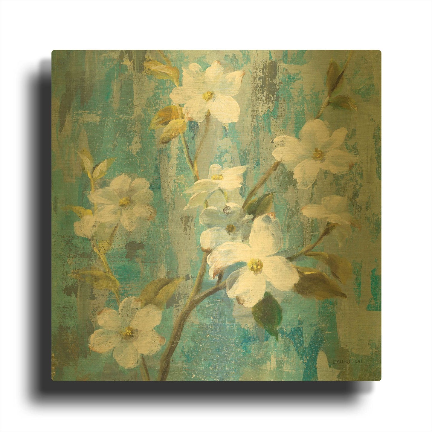 'Graceful Magnolia I' By Danhui Nai Gold Metal Wall Art