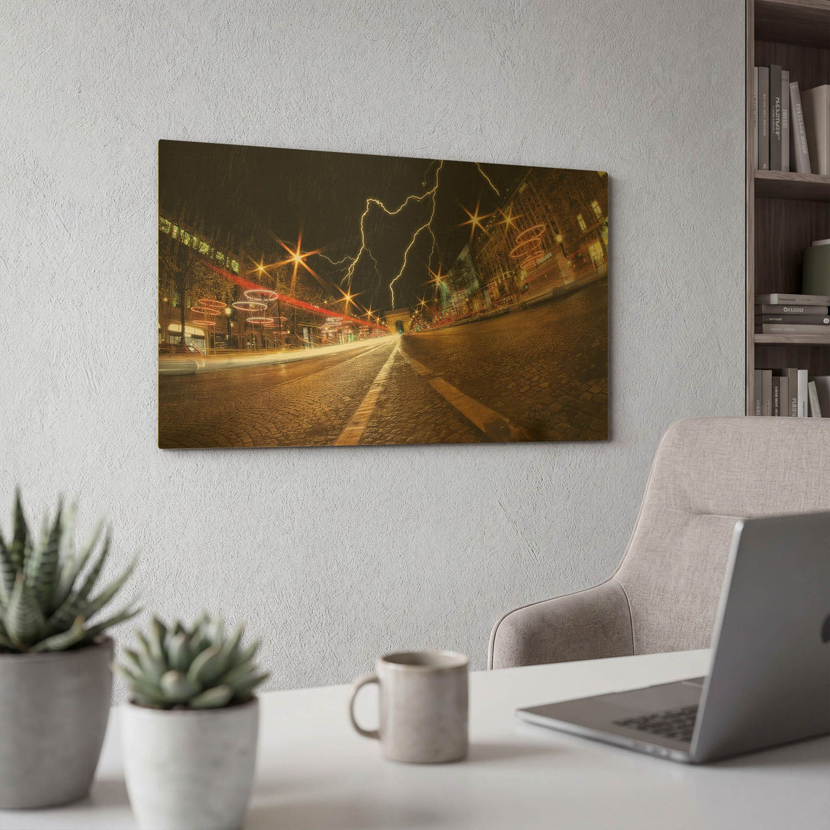 'Elysee storm' By Sebastien Lory Gold Metal Wall Art
