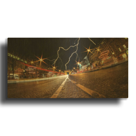 'Elysee storm' By Sebastien Lory Gold Metal Wall Art