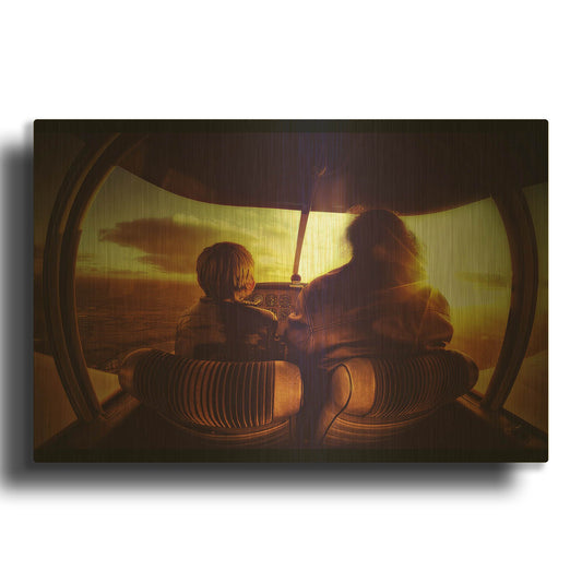 'Le Petite Prince' By Sebastien Lory Gold Metal Wall Art