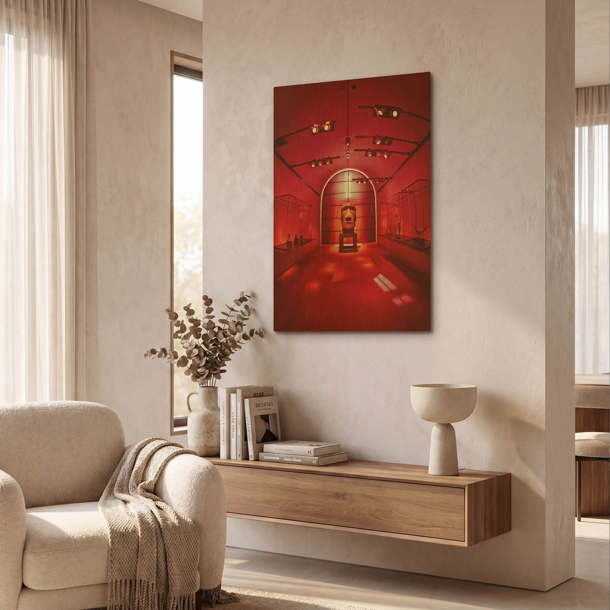 'Red Sculpture' By Sebastien Lory Gold Metal Wall Art