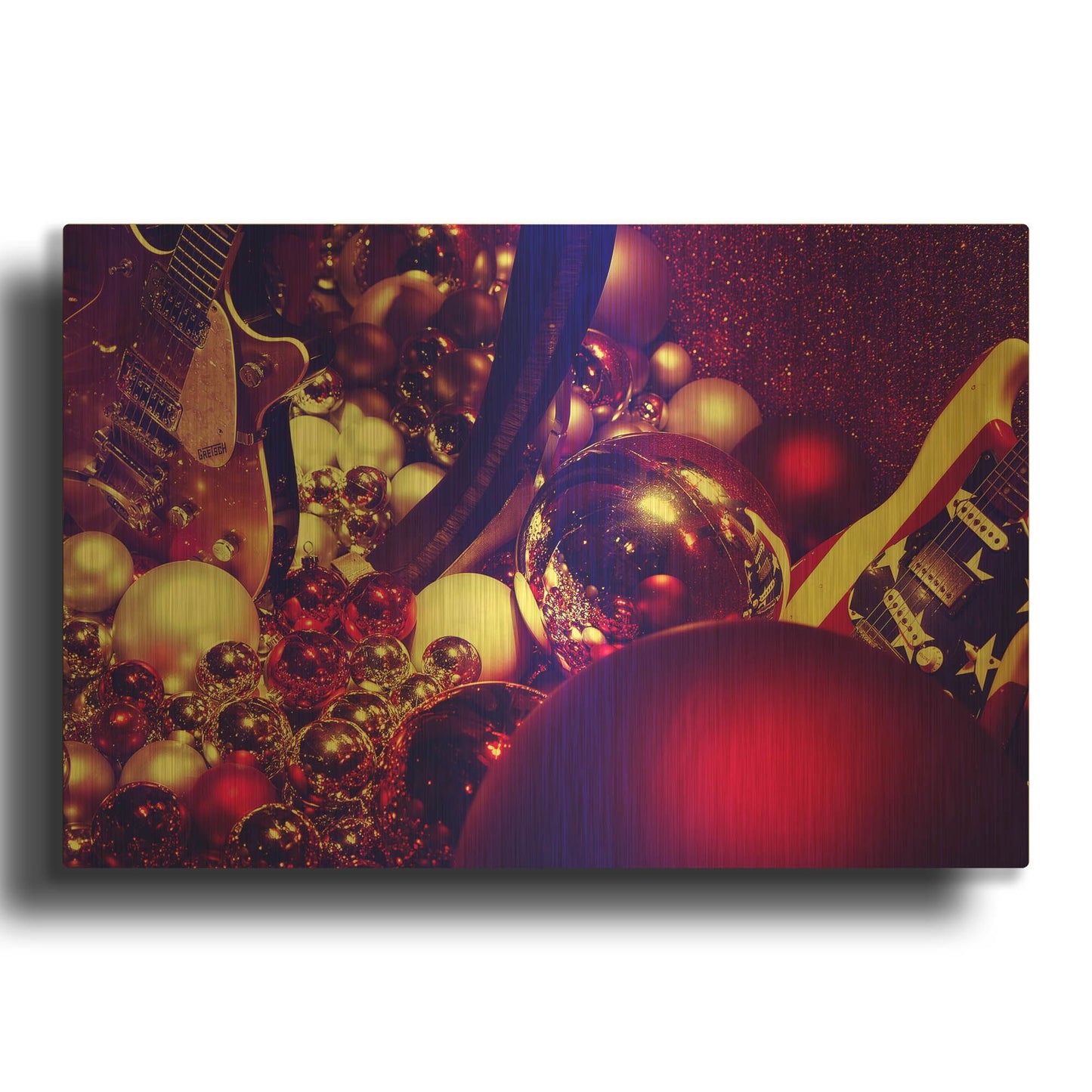 'Christmas Gifts' By Sebastien Lory Gold Metal Wall Art