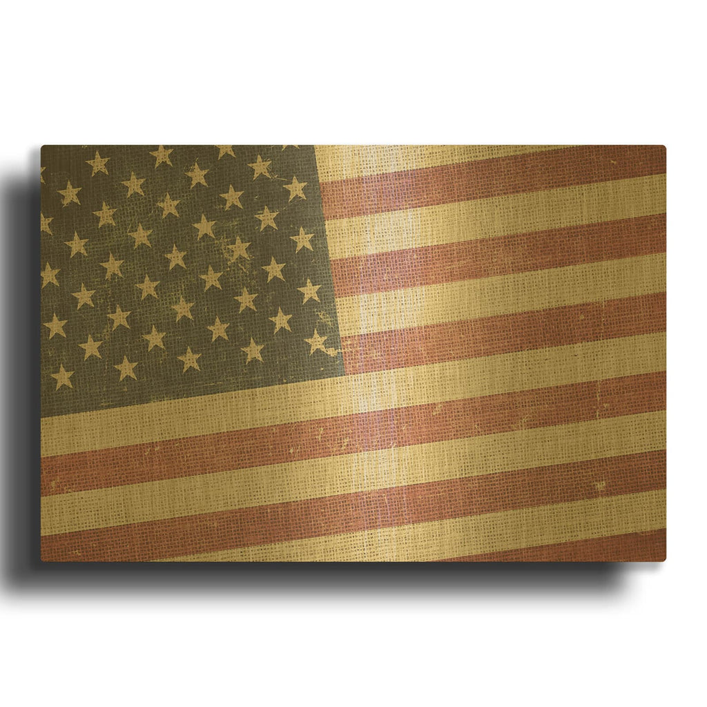 'Vintage American Flag' By Luxe Gold Metal Wall Art