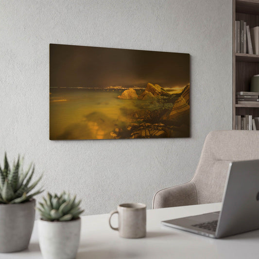 'Cannes La bocca' By Sebastien Lory Gold Metal Wall Art