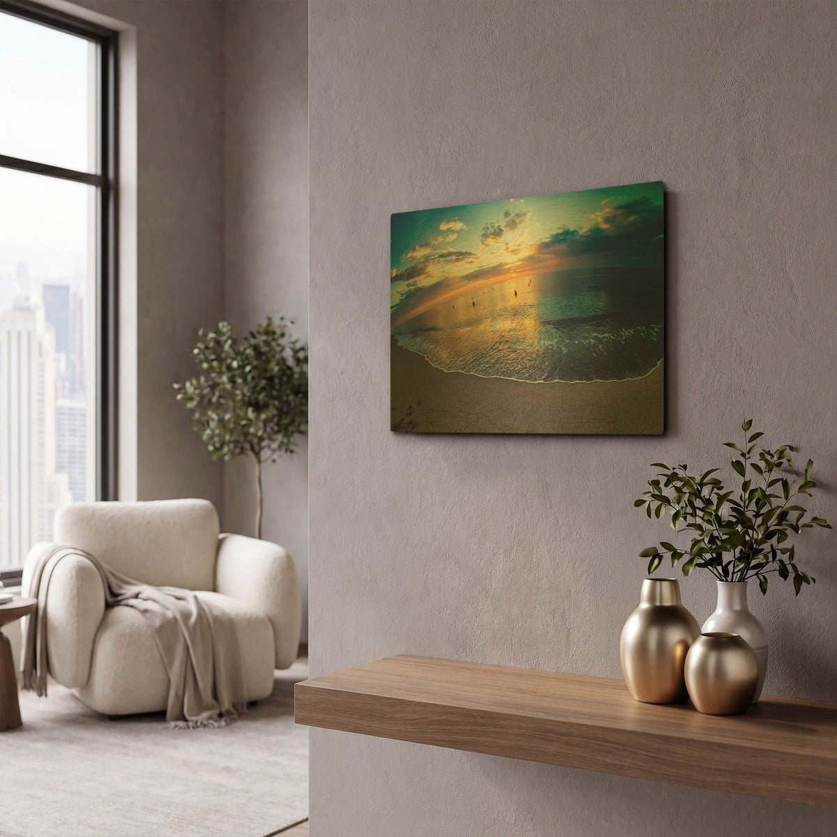 'Cypress Sunrise III' By Sebastien Lory Gold Metal Wall Art