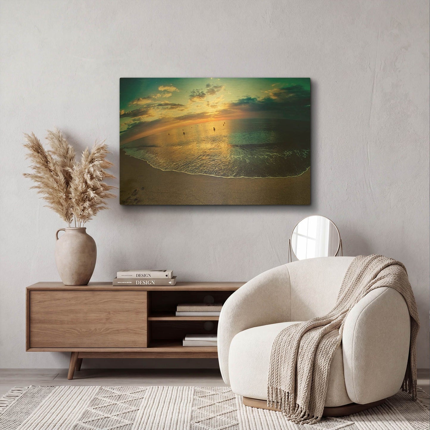 'Cypress Sunrise III' By Sebastien Lory Gold Metal Wall Art