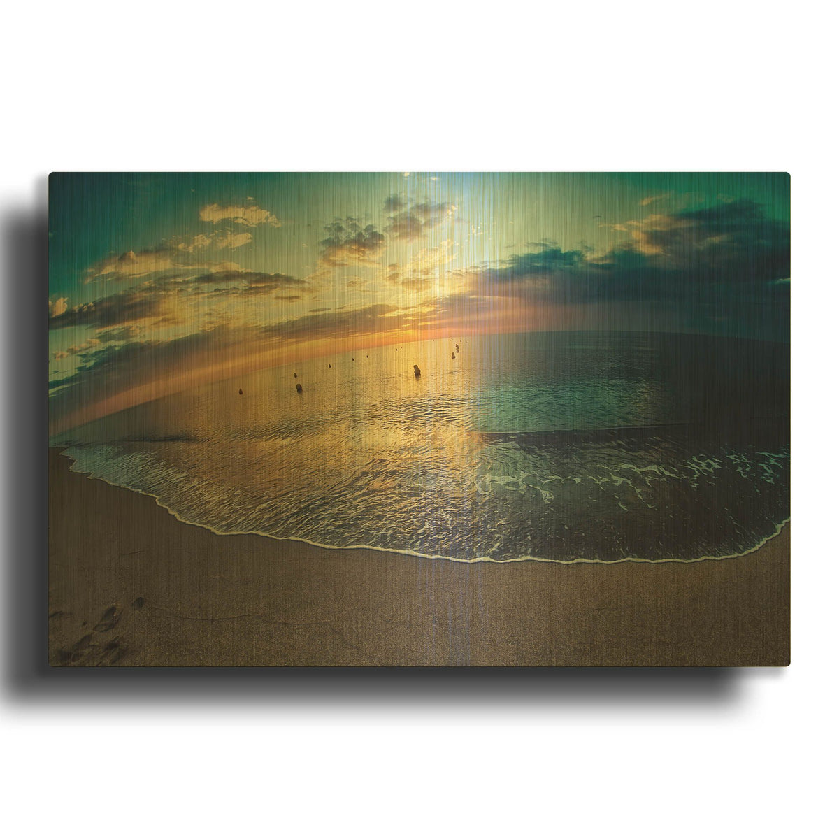 'Cypress Sunrise III' By Sebastien Lory Gold Metal Wall Art