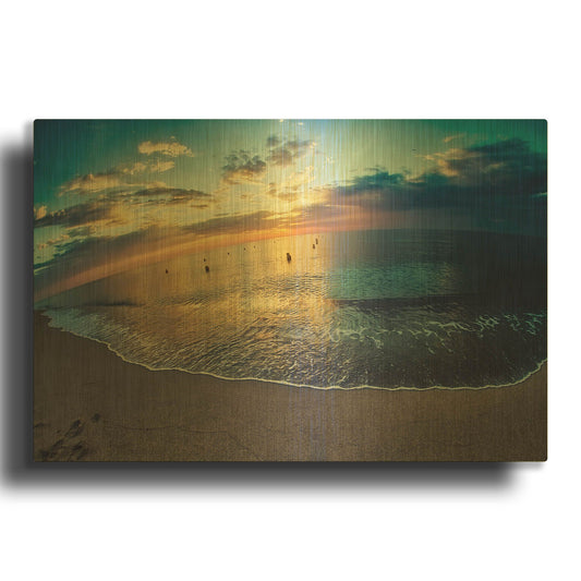 'Cypress Sunrise III' By Sebastien Lory Gold Metal Wall Art