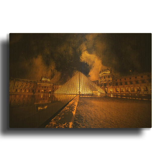 'Lourve Pyramid' By Sebastien Lory Gold Metal Wall Art