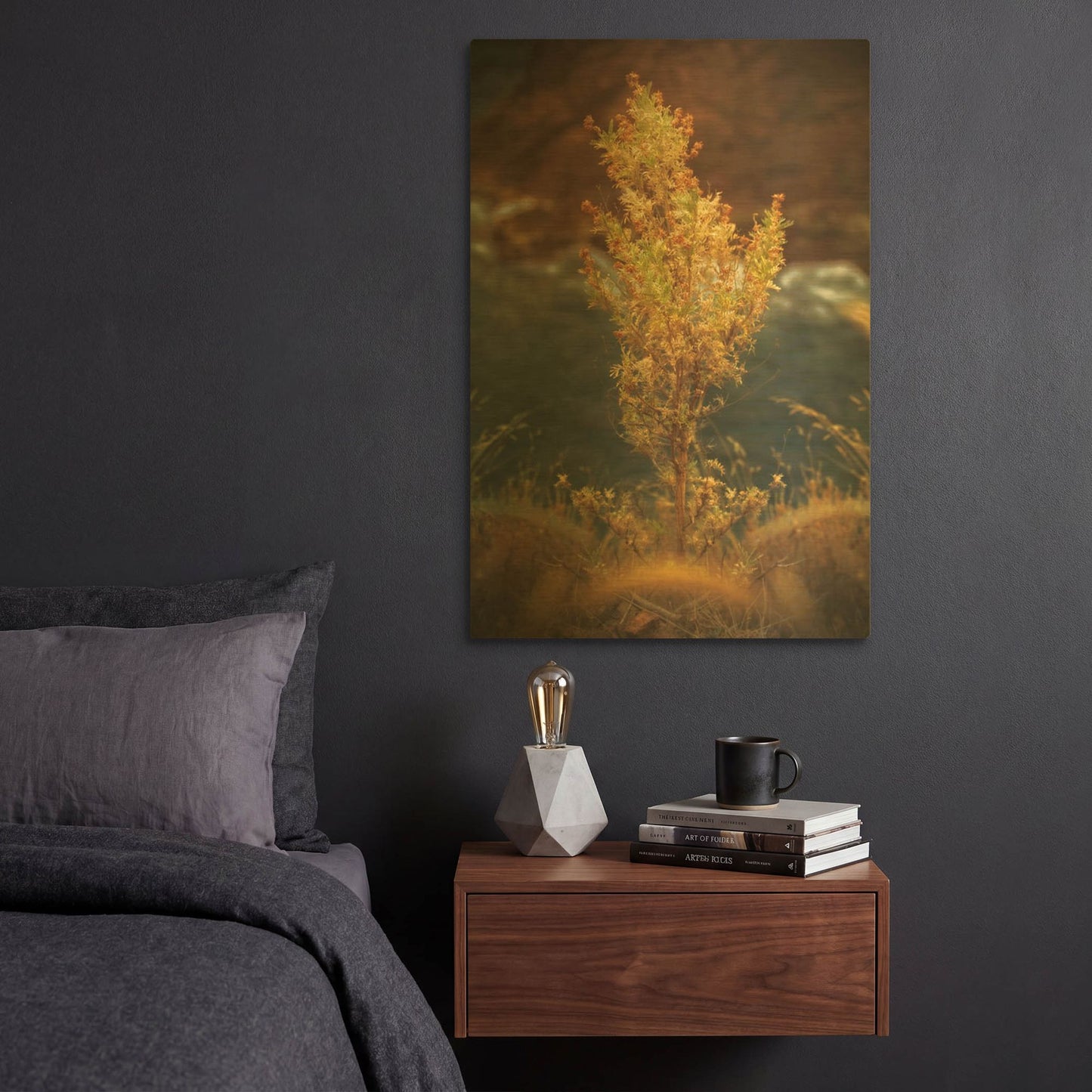 'View Point' By Sebastien Lory Gold Metal Wall Art
