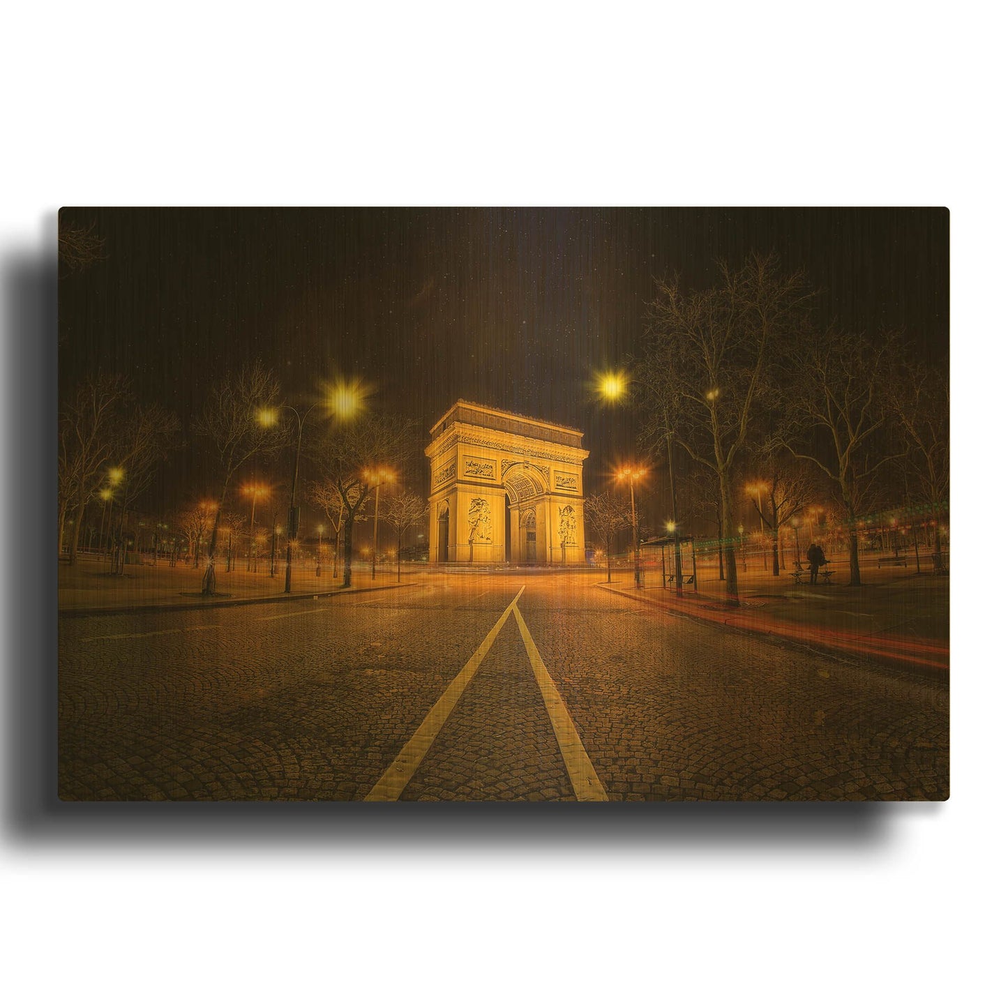 'Arc Night' By Sebastien Lory Gold Metal Wall Art