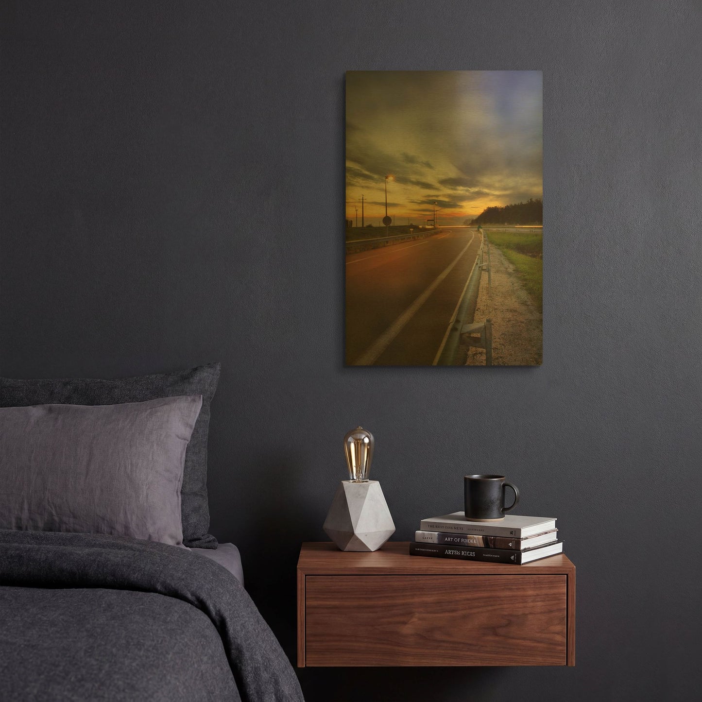 'Motorway' By Sebastien Lory Gold Metal Wall Art