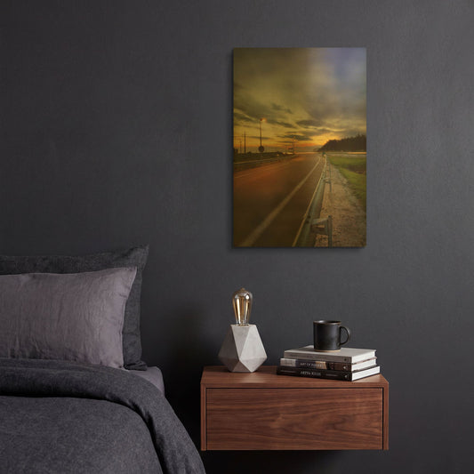 'Motorway' By Sebastien Lory Gold Metal Wall Art