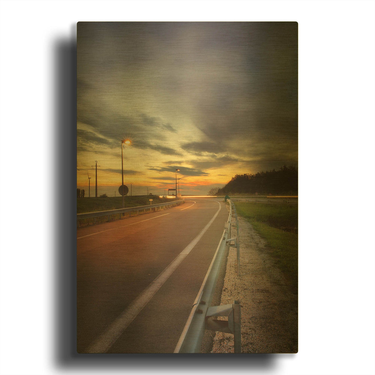 'Motorway' By Sebastien Lory Gold Metal Wall Art
