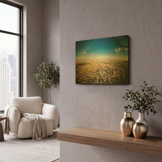 'Urban Sky' By Sebastien Lory Gold Metal Wall Art
