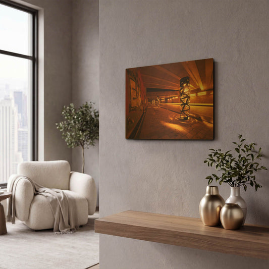 'Light Bridge' By Sebastien Lory Gold Metal Wall Art