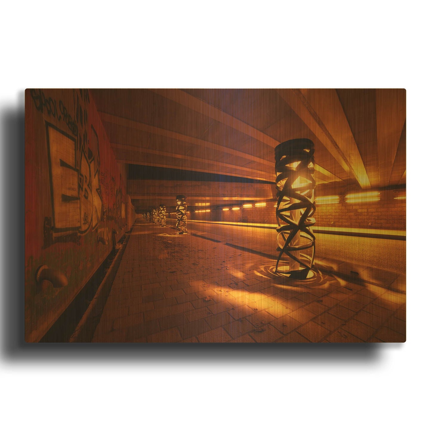 'Light Bridge' By Sebastien Lory Gold Metal Wall Art