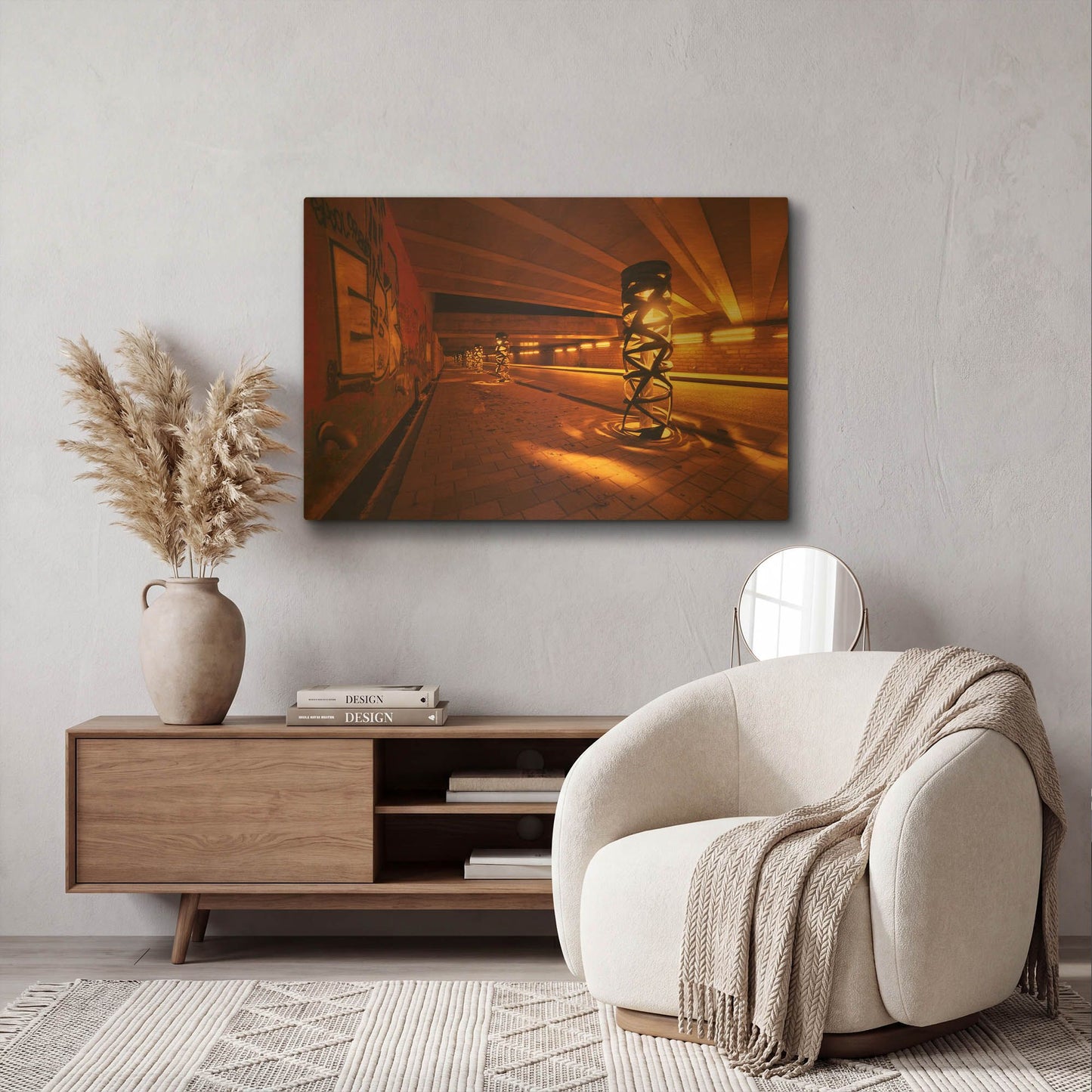 'Light Bridge' By Sebastien Lory Gold Metal Wall Art