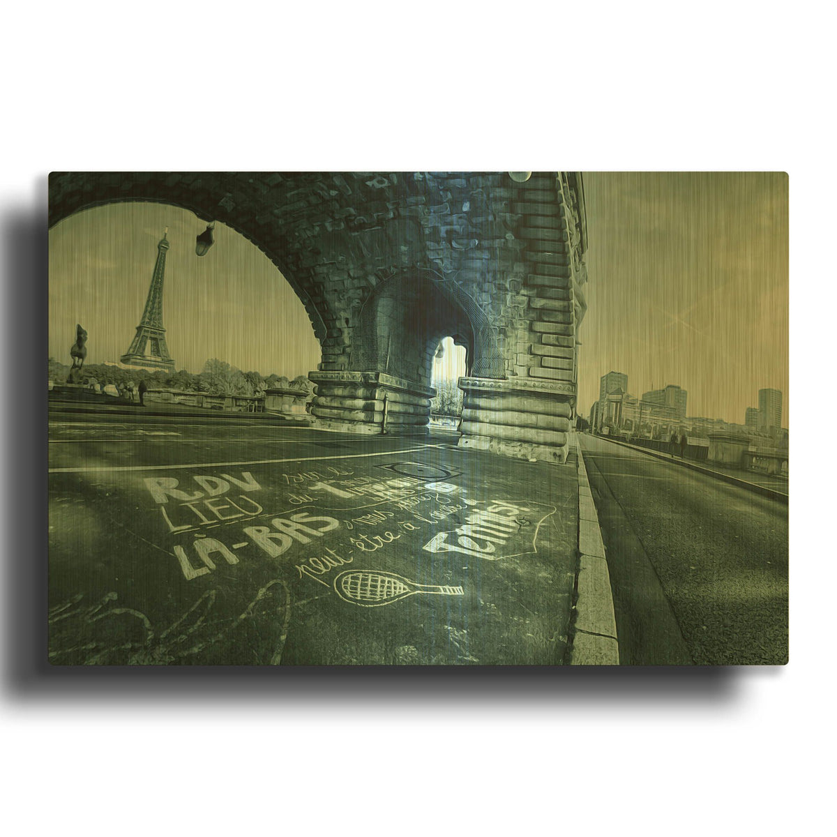 'Paris Tennis' By Sebastien Lory Gold Metal Wall Art