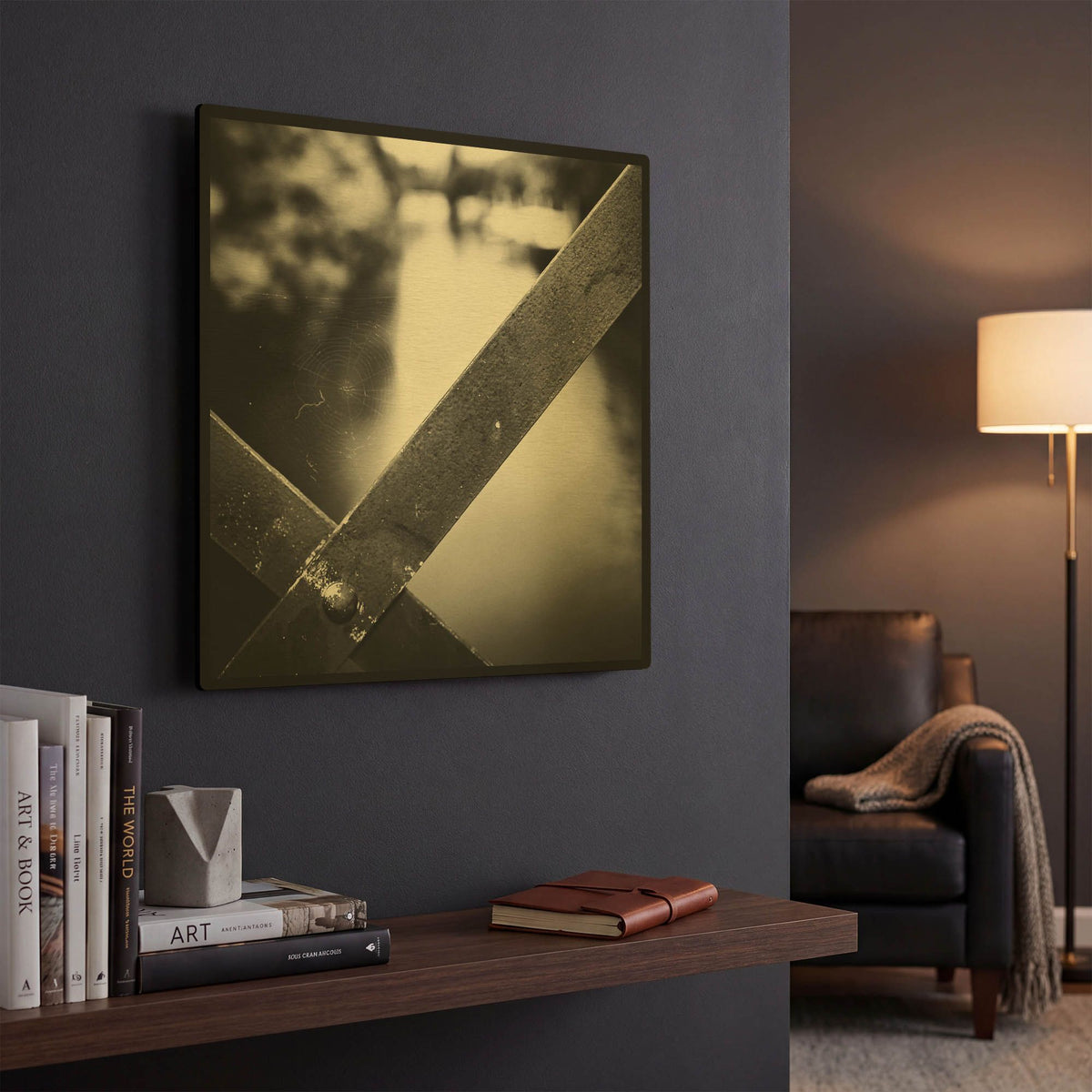 'X' By Sebastien Lory Gold Metal Wall Art