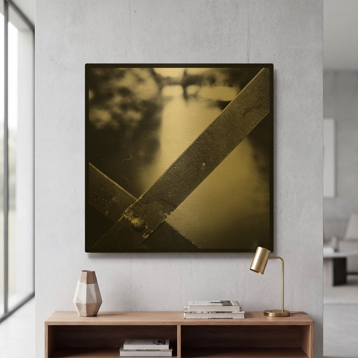 'X' By Sebastien Lory Gold Metal Wall Art