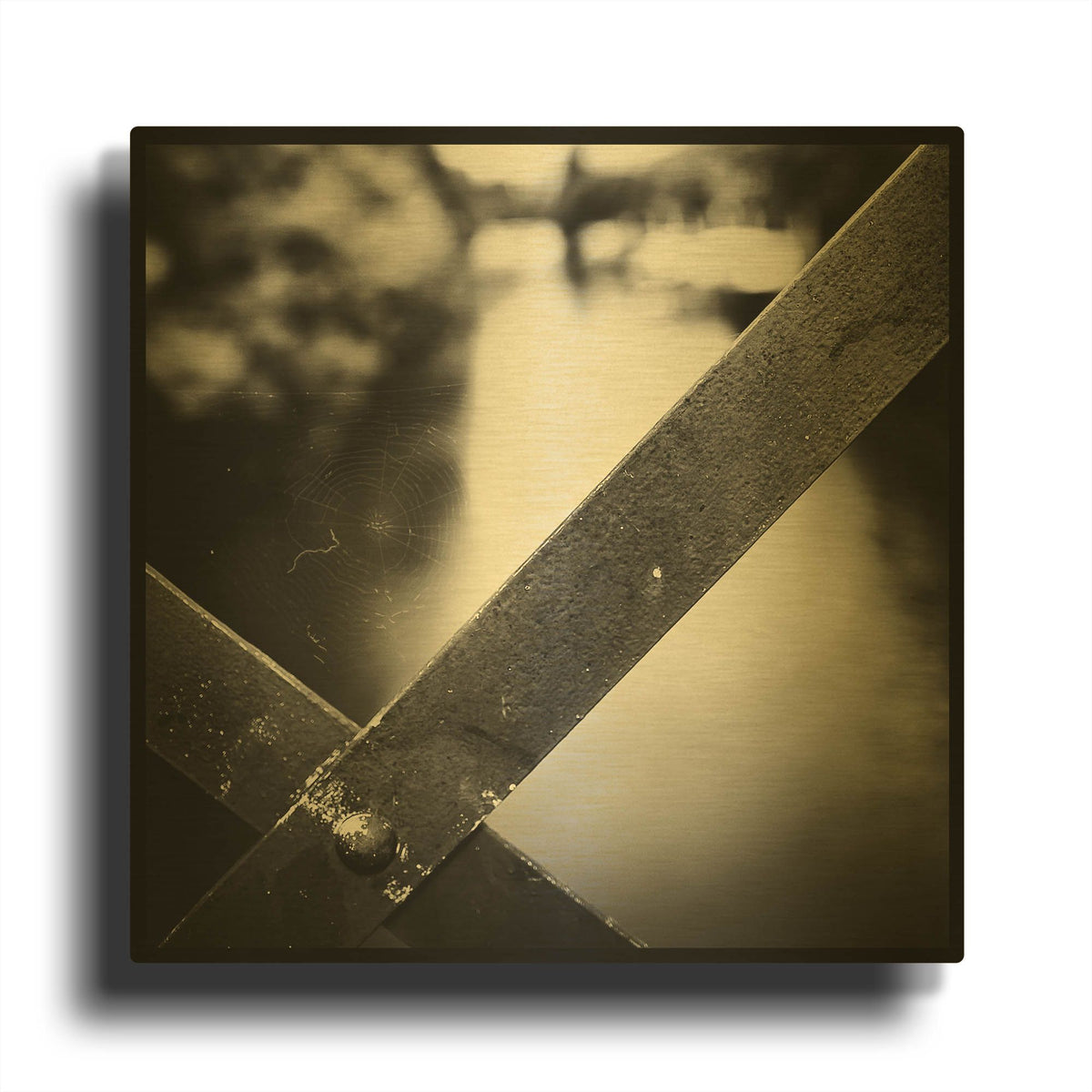 'X' By Sebastien Lory Gold Metal Wall Art