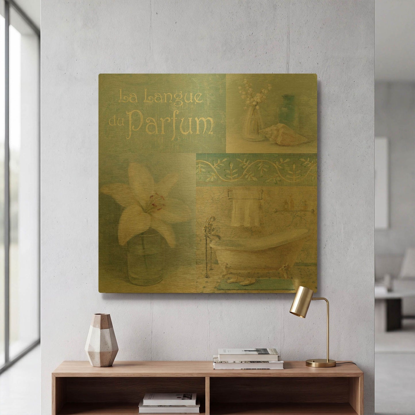 'Parfum I' By Danhui Nai Gold Metal Wall Art